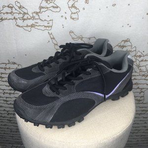 Nashbar Size EU 39 Black Lace Up Gray & Purple Cycling Shoes Like New!